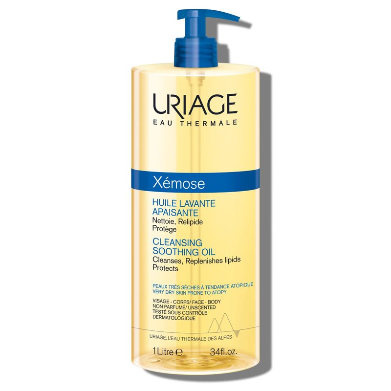 Uriage Xémose Face & Body Wash For Very Dry Skin, Soothes For Long-Lasting Comfort, Mild Foaming Nourishing Gel-In-Oil, Fragrance & Soap-Free, Physiological Ph