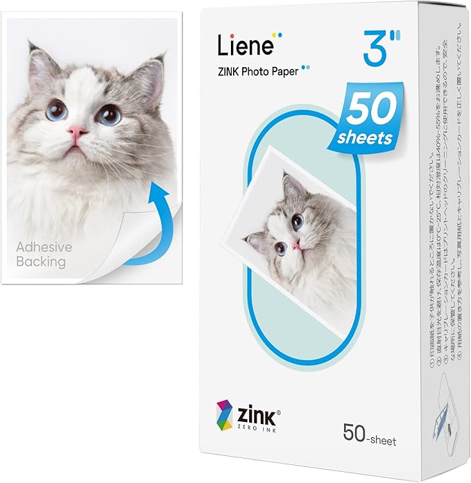 Liene Zink Pearl K100 Photo Paper 2x3″ 50 Sheets, Premium Photo Printer Paper w/Adhesive Back, Waterproof, Smudge Proof, Tear Proof, Instant Photo Paper Compatible w/Liene 2x3″ Photo Printer Scrapbook