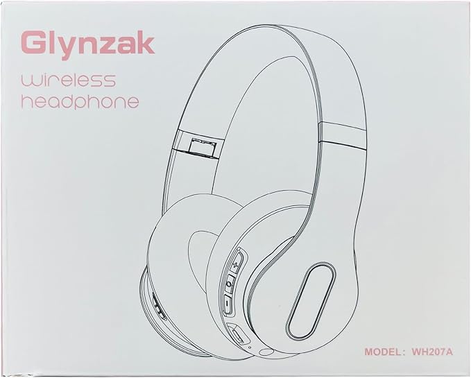 Glynzak Wireless Bluetooth Headphones Over Ear 65H Playtime HiFi Stereo Headset with Microphone and 6EQ Modes Foldable Bluetooth 6.0 Headphones for Travel Smartphone Computer Laptop