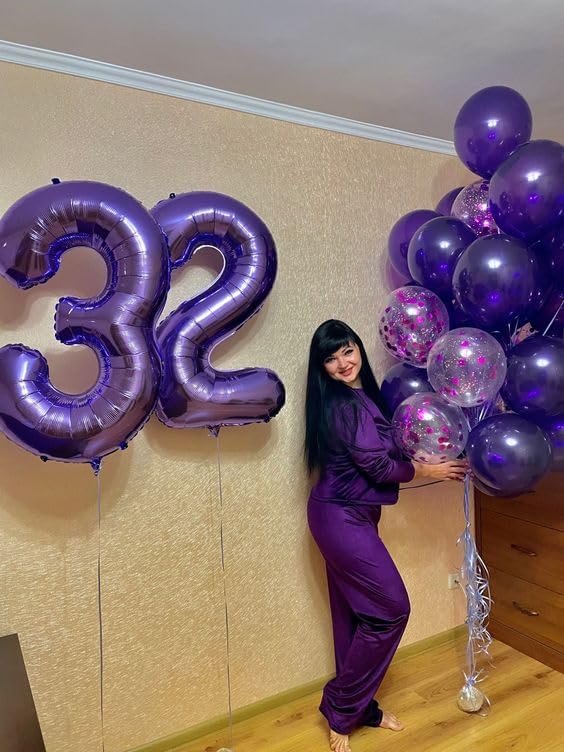 Purple Number 12 Balloon - 40 Inch Giant Foil Balloon for 12th Birthday Party Decorations