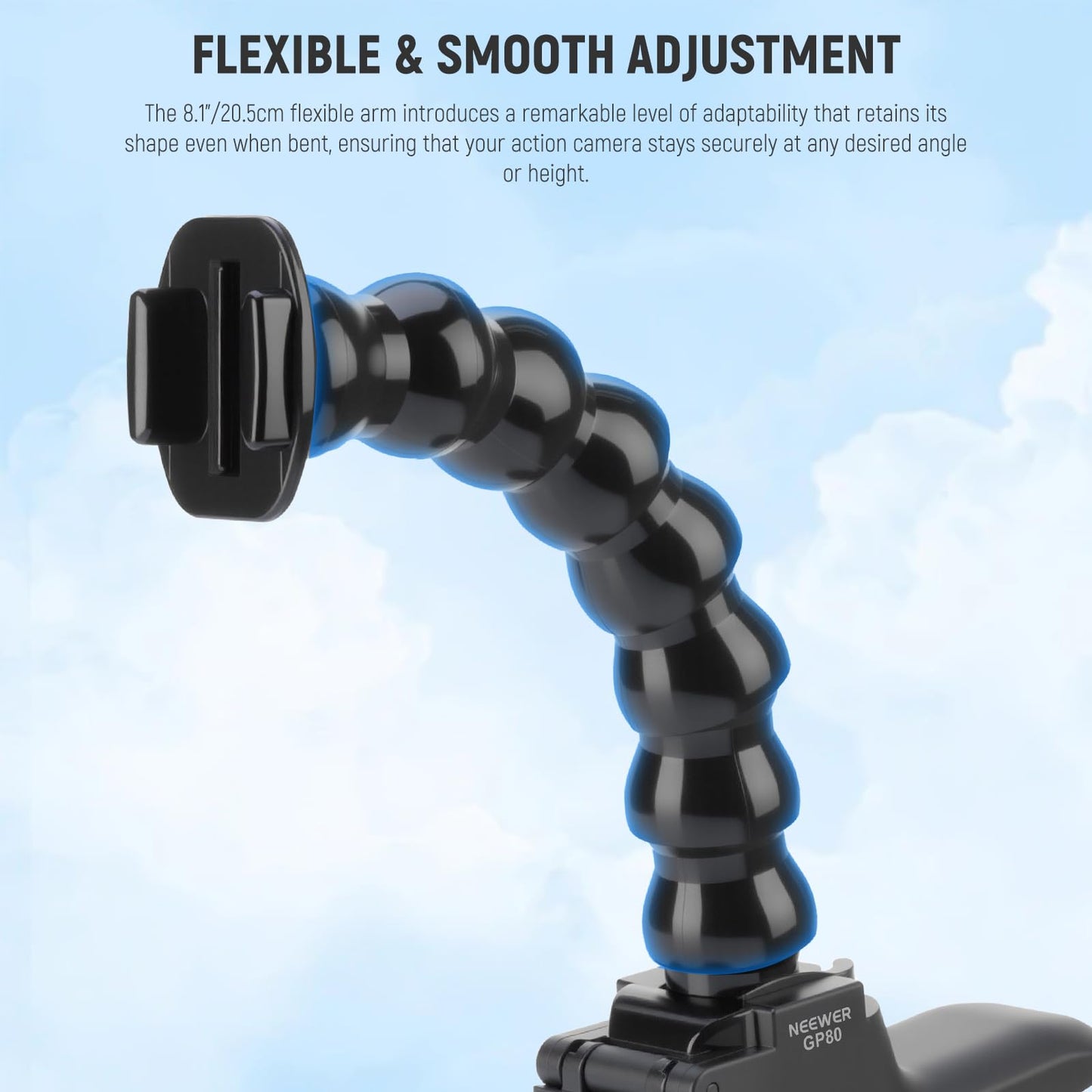 NEEWER Flexible Clamp Mount Compatible with GoPro DJI Action Cameras, Jaw Flex Super Clamp Holder, Desk Pole Clip Mount with Tube & Adapter Accessories for Photography & Video Recording, GP-80