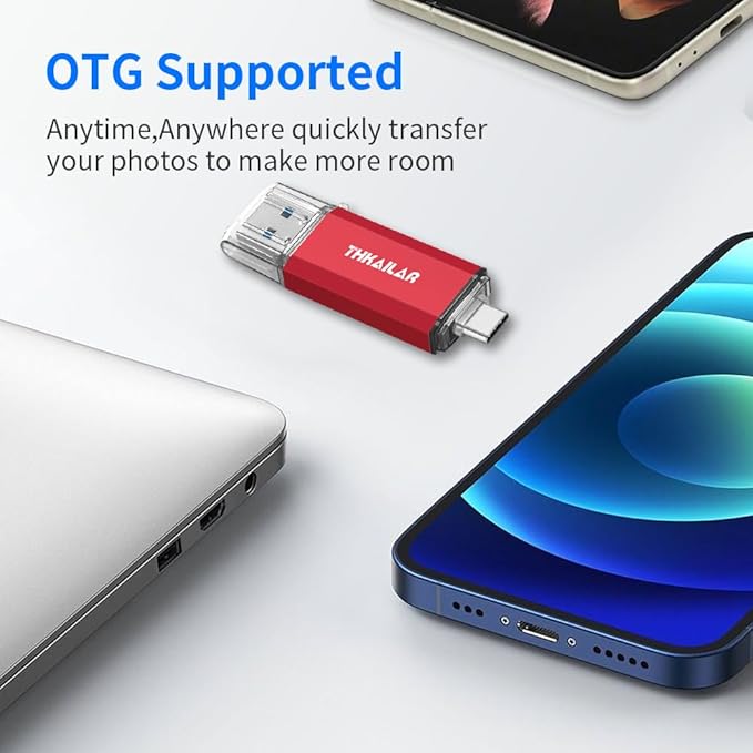 Thkailar 32GB 3 Pack FAT32 USB C Thumb Drive Compatible with iPhone 15 and Android Phone,Mac,Laptops,Tablets,PC