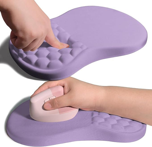 Armanza Ergonomic Joint Wrist Support Mouse Pad with Memory Foam Cushion Massage Bump, Carpal Tunnel Pain Relief Mousepad Slope Design for Wrist Rest, 11.8x7.9 in, Pale Purple