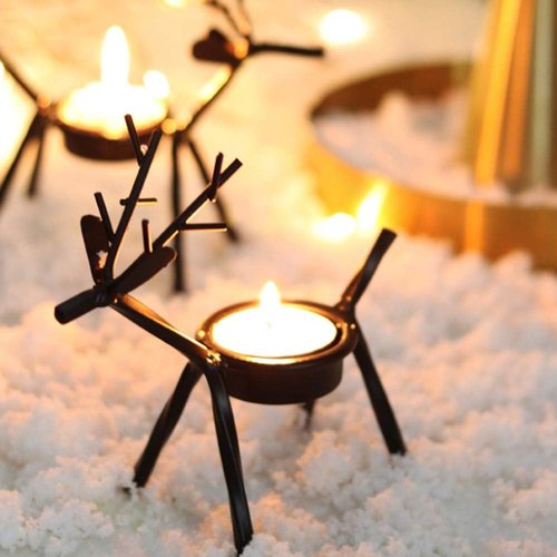 BestAlice Reindeer Tealight Holders - 2 Pack Metal Christmas Candle Holders for Holiday Decor