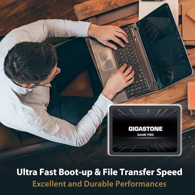 Gigastone 512GB SATA SSD 2.5 inch SSD 520MB/s Upgrade Laptop PC Memory and Storage PS4 HDD Replacement 2.5" Internal Solid State Hard Drives SATA III SLC Cache 3D NAND Game Pro Performance