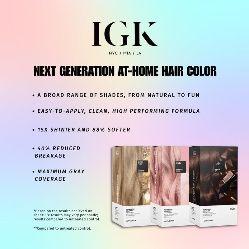 IGK Permanent Hair Dye Color Kit | 6N But First Coffee - Light Natural Brown | 100% Gray Color Coverage + Strengthen + Shine | Ammonia Free