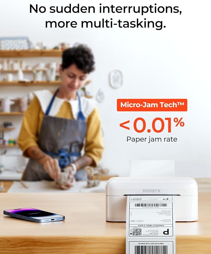 MUNBYN Bluetooth Thermal Label Printer RealWriter RW402B, 4x6 Shipping Label Printer for Small Business, Compatible with Android, iPhone and Windows, Mac, Chromebook