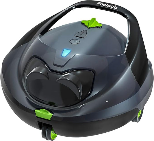 Pooloob PF1 Cordless Robotic Pool Vacuum Cleaner for Above & In-Ground Pools with Retrieval Buoy, Max Cleaning Coverage 1345 Sq.ft, 150Mins Runtime, Self-Parking, Fast Charging, Deep Gray