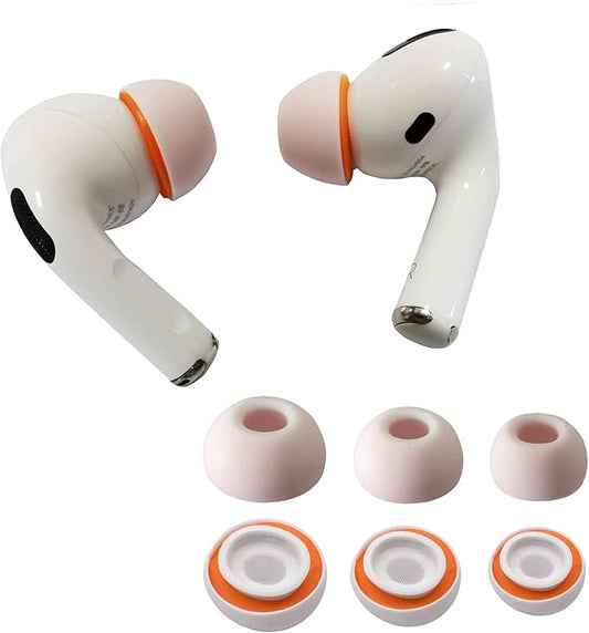 KASOTT Airpod Pro Ear Tip Memory Foam & Silicone Hybrid Ear Tips, Perfect Noise Reduction, Stays in Your Ears, Ultra-Comfort, Anti-Slip Eartips, Fit in The Charging Case (Orange, Large)