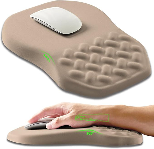 Armanza Ergonomic Slope Mouse Pad Wrist Support, Wrist Rest Mousepad for Carpal Tunnel Pain Relief with Massage Bulge and Slow Rebound Memory Foam (12x8 inch, Sand Color)