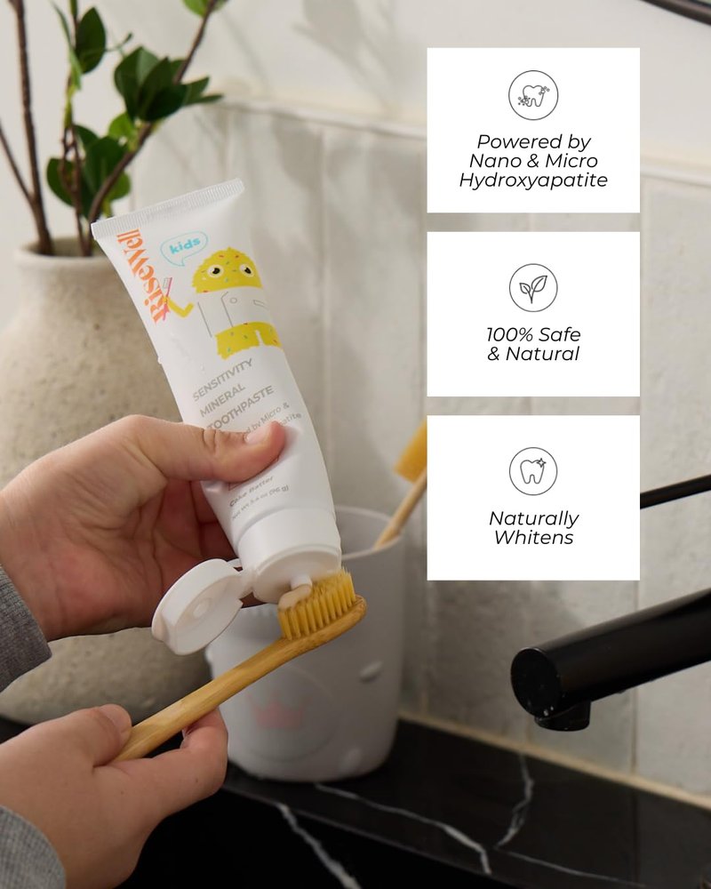 RiseWell PRO Kids Mineral Toothpaste - Micro & Nano Hydroxyapatite Toothpaste Kids - Made in USA, Natural and Safe to Swallow, Dentist Developed for Kid's Daily Oral Care (Cake Batter Flavor)