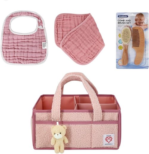 Diaper Caddy Organizer by [Brand Name] - Portable Nursery Storage Basket for Wipes, Diapers & Toys - Large Felt Bin