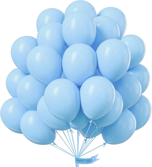 PartyWoo Light Blue Balloons - 101pcs 12 Inch Pastel Aqua Blue for Birthday & Baby Shower Decor