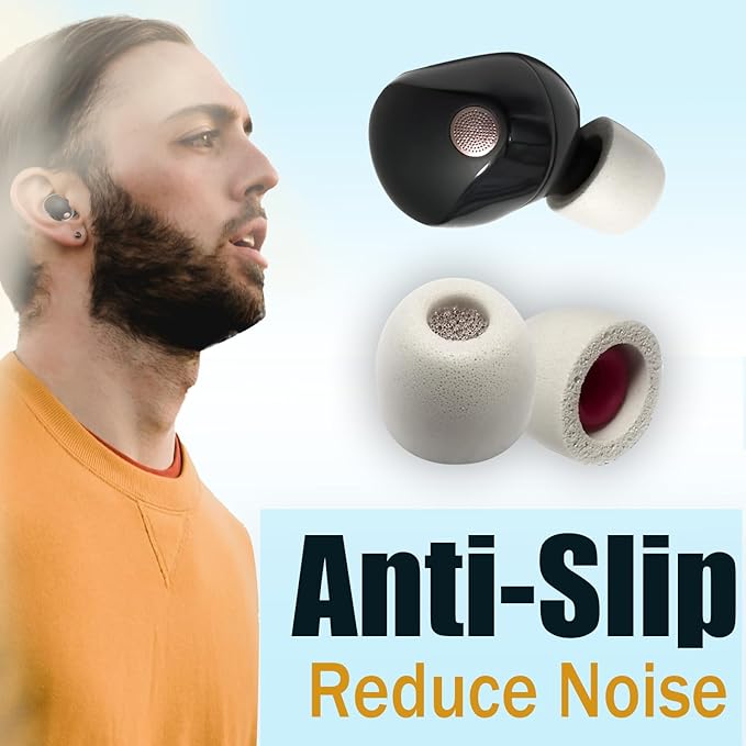 Mijusun Memory Foam Earbuds Tips for Sony WF-1000XM5, 3 Pairs Extra Small, Gray