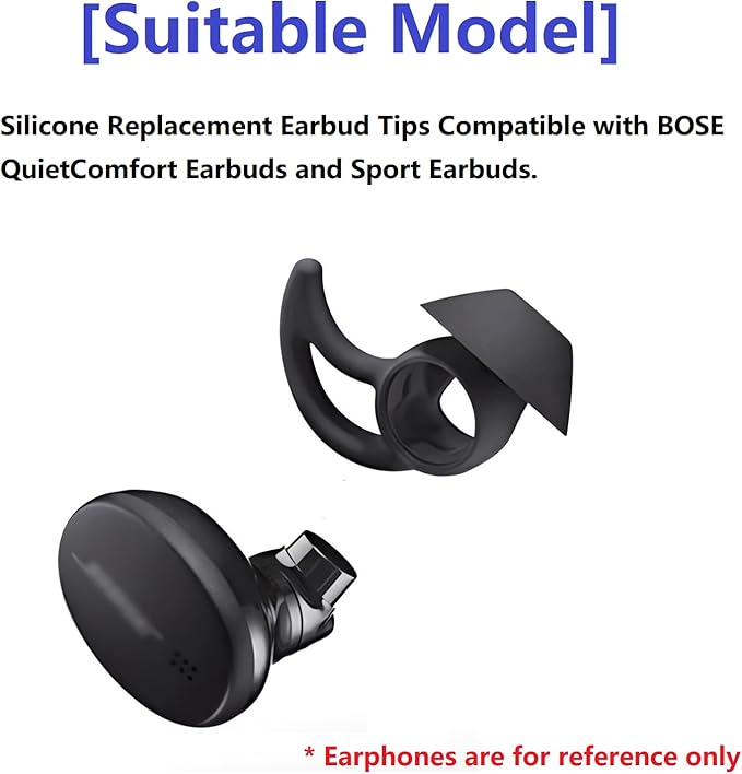 CYADCI Silicone Earbud Tips 3 Pairs, Medium Replacement Eartips, Soft Earbud Tips Compatible with Bose QuietComfort Earbuds and Sport Earbuds,Black