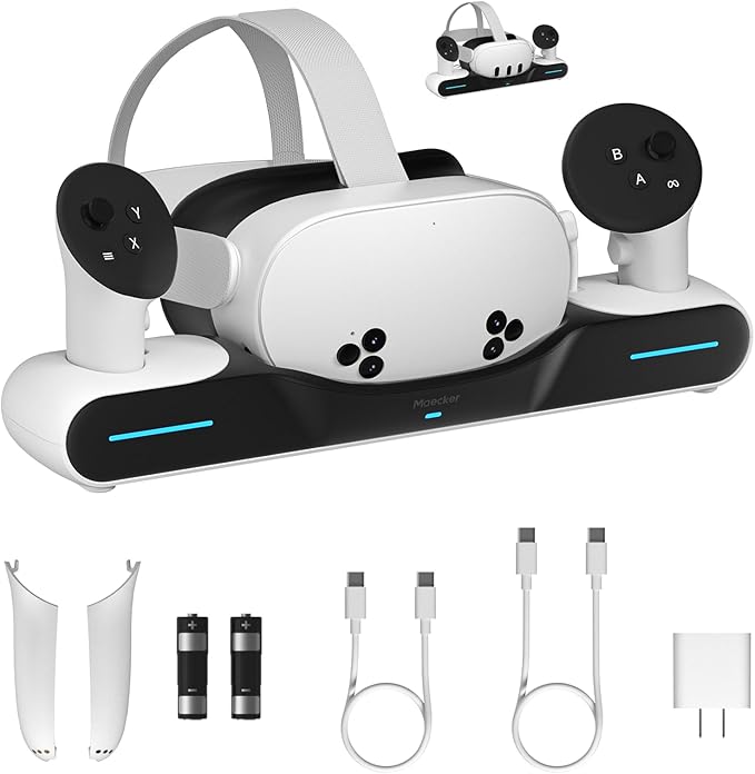 Maecker Charging Dock for Meta Quest 3/3S Charging Station Magnetic Charger for Meta Quest 3/3S Accessories Charging Stand