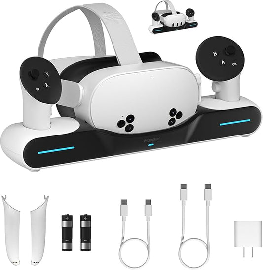 Maecker Charging Dock for Meta Quest 3/3S Charging Station Magnetic Charger for Meta Quest 3/3S Accessories Charging Stand