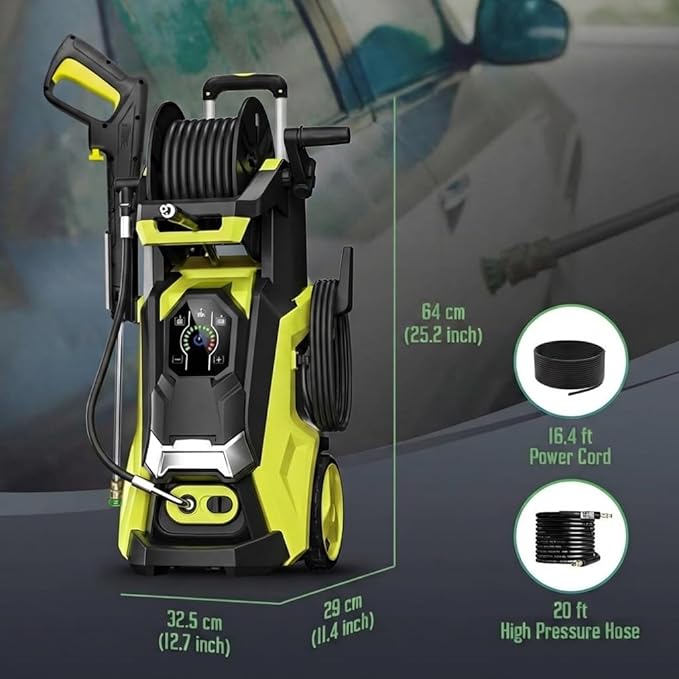 Pressure Washer Power Washer with 4 Quick Connect Nozzles,Inlet Hose & Filter, Foam Cannon for Cars/Fences/Driveways Cleaning