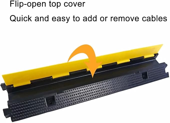 YONSHENG Rubber Cable Ramp Cord Cover Cable Protector Ramps Wire Hose Protective 1 Channel 22000Lbs Load Capacity Traffic Speed Bump for Asphalt Concrete Gravel Driveway Indoor Outdoor, 4 Pack