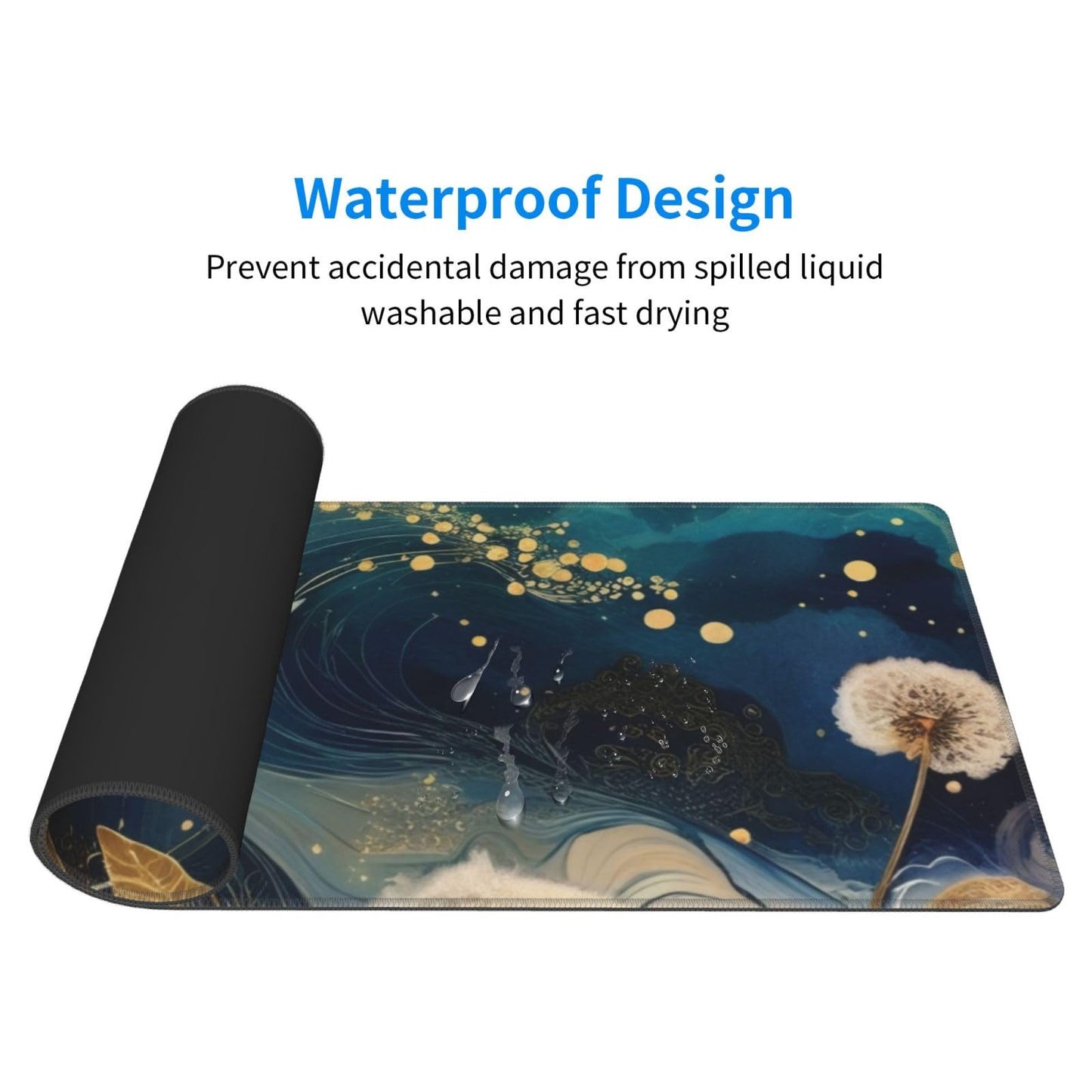 Gaming Mouse Pad, Large Non-Slip Rubber Base Mousepad, Keyboard Mouse Mat, Desk Pad with Stitched Edges, 31.5x11.8inch, Abstract Dandelion
