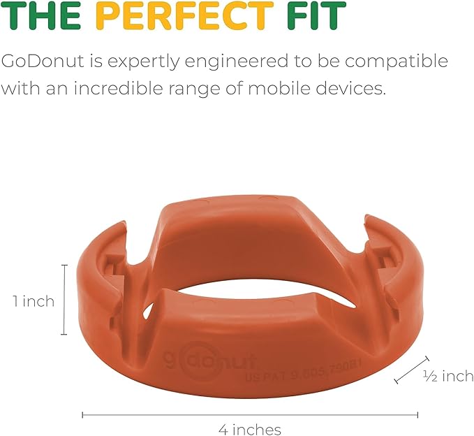 GoDonut Original – Smartphone and Tablet Stand – Compatible with Devices UP to 0.5" Thick Including Protective Cases - for use at Work, at Home, Travel and on-the-go – Orange