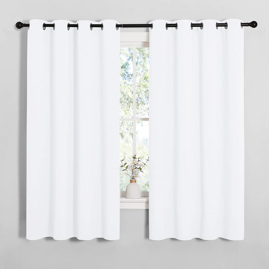 NICETOWN Curtains - 50% Light Blocking Drapery Panels for Small Windows | 2 Panels, 55" x 68", White