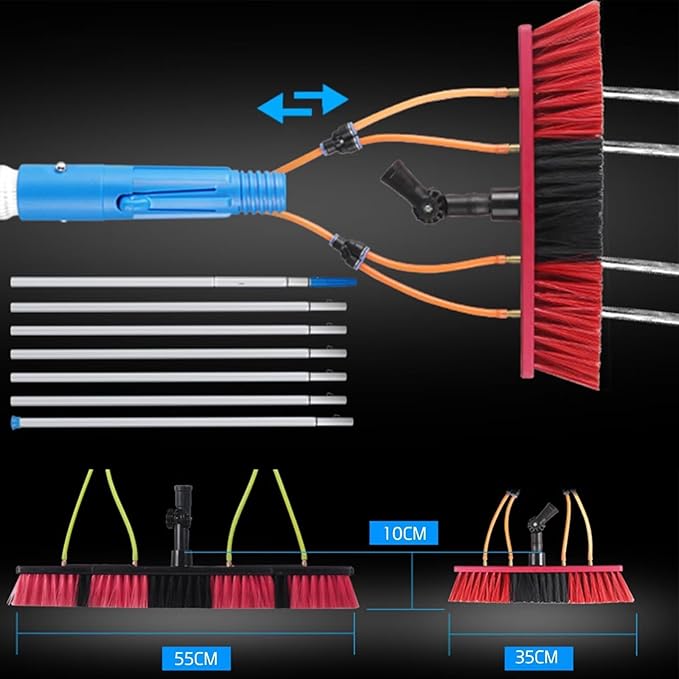 Extendable Window Cleaning kit Telescopic Brush Water Fed Extendable Brush, Cleaning Photovoltaic and Solar Panels Window Clean Extendable Cleaner Conservatory Water fed Pole 11poles 55brush