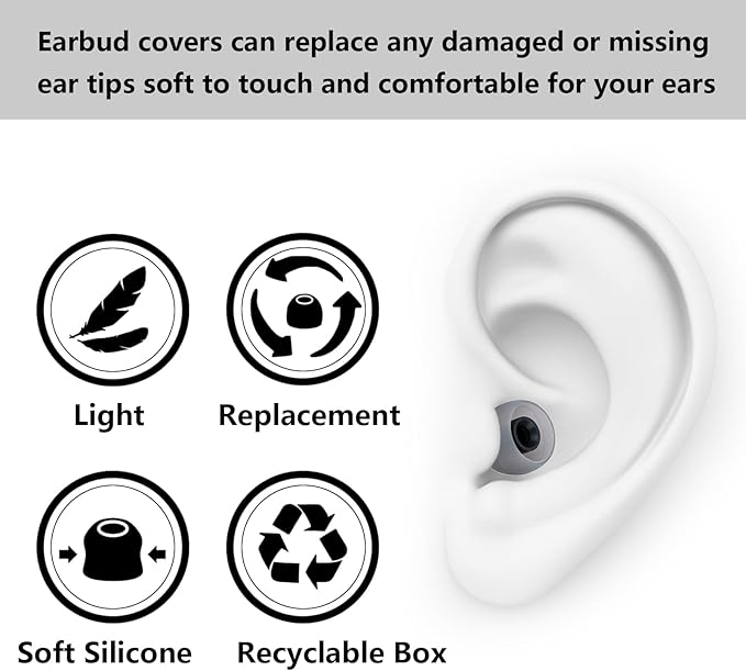 MMYQXI Silicone Replacement Earbud Tips Earbud Covers Ear Tips Fit for in-Ear Headphones (Inner Hole 3.8mm -5.1mm) Earbud Replacement Tips 9 Pairs