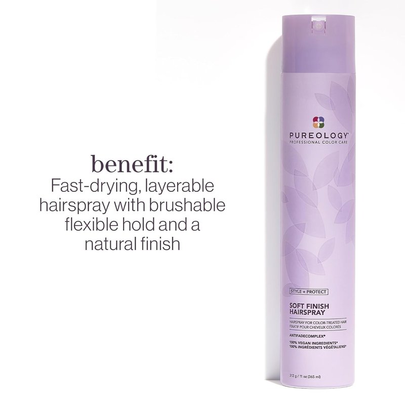 Pureology Hairspray for Color-Treated Hair - Flexible Hold, Silicone-Free & Vegan | Soft Finish