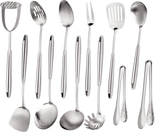 Skiennix Stainless Steel Kitchen Utensils Set - 12 PCS Durable Cooking Tools in Sleek Design