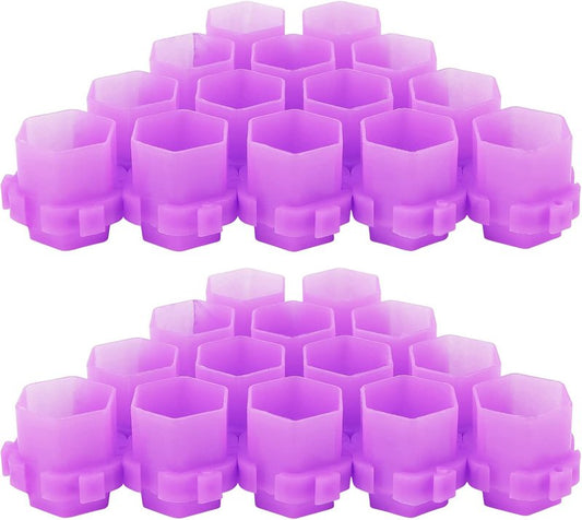 Tattoo Ink Cups - 400 PCS Purple Honeycomb Shape Pigment Holders with Base Design | Perfect for Tattoo Artists