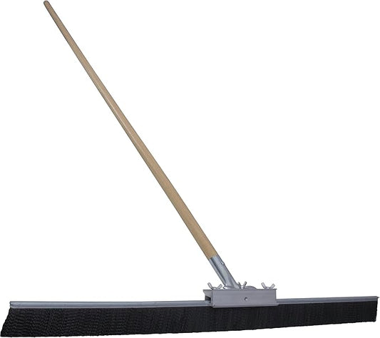 Marshalltown Heavy-Duty Seal Coating Broom, 36 Inch Broom Head, 72 Inch Wood Handle, Heavy Duty Synthetic Brush Strip with 2-1/2 Inch Trim, RED700373