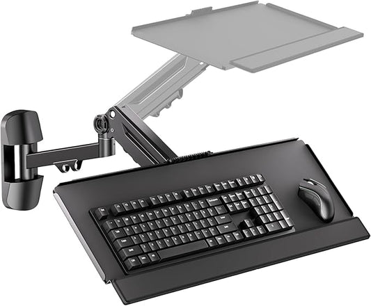 Putilsen Mount Wall Mount Keyboard Tray- Keyboard and Mouse Stand & Monitor Mount Arm,Height Adjustable Typing Platform Holds up to 26.4 lbs,Black