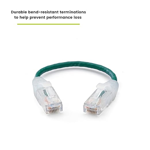 TRUECABLE Cat6 Component Rated Patch Cable, Unshielded (U/UTP), 6in, Green, 28AWG Stranded Pure Copper, Snagless 10G High-Speed Ethernet Cable, PoE++ 4PPoE 100W, UL Listed, RoHS-3, 1 Pack
