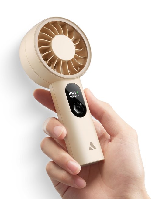 Aecooly Mighty Portable Fan, Powerful Handheld Fan, USB Rechargeable [10H Max Cooling Time], Mini Personal Battery Powered, Pocket for Travel, Summer, Gifts for Women, Girls -Beige