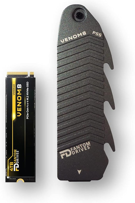 Fantom Drives Venom 8 w/Heatsink SSD 4TB, PCIe Gen4 M.2 2280 Internal Solid State Hard Drive, Seq. Read Up to 7,400MB/s for High End Computing, Workstations, Compatible w/PlayStation 5, VM8X40-PS5