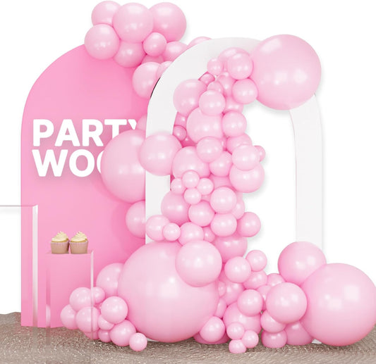 PartyWoo Baby Pink Balloons - 100 Pcs in Various Sizes for Baby Shower & Birthday Decor | Arch Kit & Garland