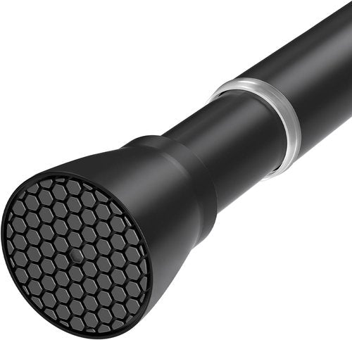 Black Tension Curtain Rod - Adjustable 28 to 48 Inch No-Drill Design for Windows & Bathrooms