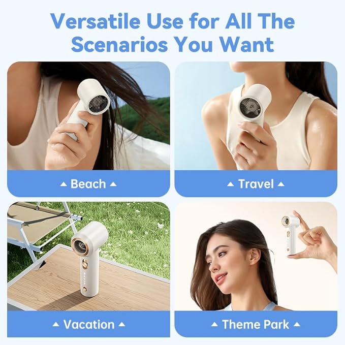 MUXNW Portable Fan For Travel Mini: Small Pocket Handheld Personal Rechargeable Battery Operated USB High Speed Keeping Cool In Hot Weather Beach Gifts For Women (white)