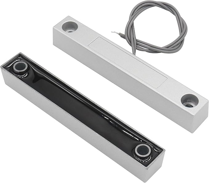 FOCMKEAS Magnetic Reed Switch Wired Surface Mount Normally Open/Closed NC/NO Contact Sensor Alarm Magnetic Door Switch with 3 Wires, Zinc Alloy Sliver, MC-58