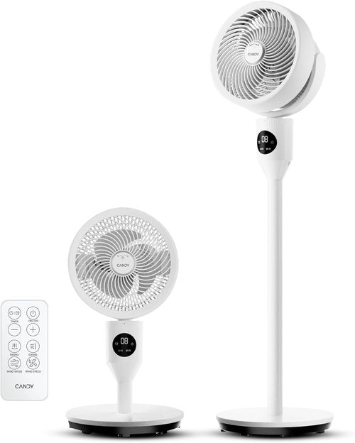 Candy Standing Fan - Adjustable Pedestal Fan with Remote | 90° Oscillation, 8 Speeds, 25dB Quiet, 12H Timer