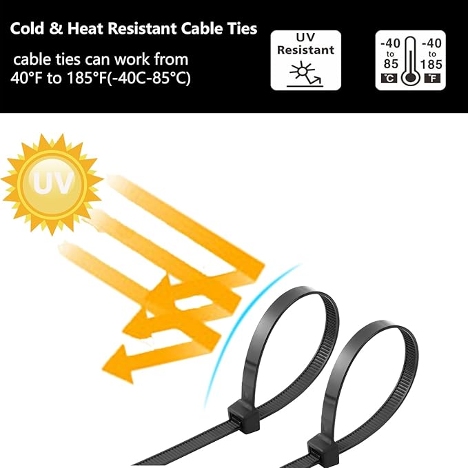 MasiStranth 2000 PCS Zip Ties Assorted Sizes 4+6+8+10+12 Inch Self-locking Nylon Cable ties Heavy Duty Outdoor, UV Resistant Wire Straps for Home Office Garden Workshop Indoor Outdoor Fence((White)