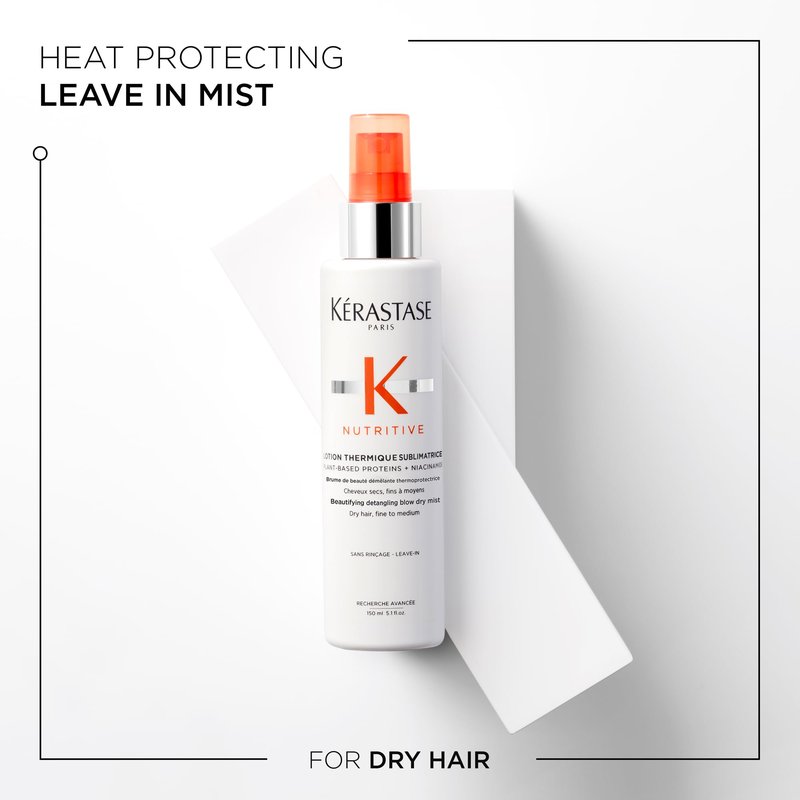 KERASTASE Nutritive Heat Protecting Spray | Nourishing Heat Protectant for Dry Hair | Detangle, Reduce Frizz & Fly-aways | For Fine to Medium Dry Hair | Lotion Thermique Sublimatrice | 5.1 Fl Oz