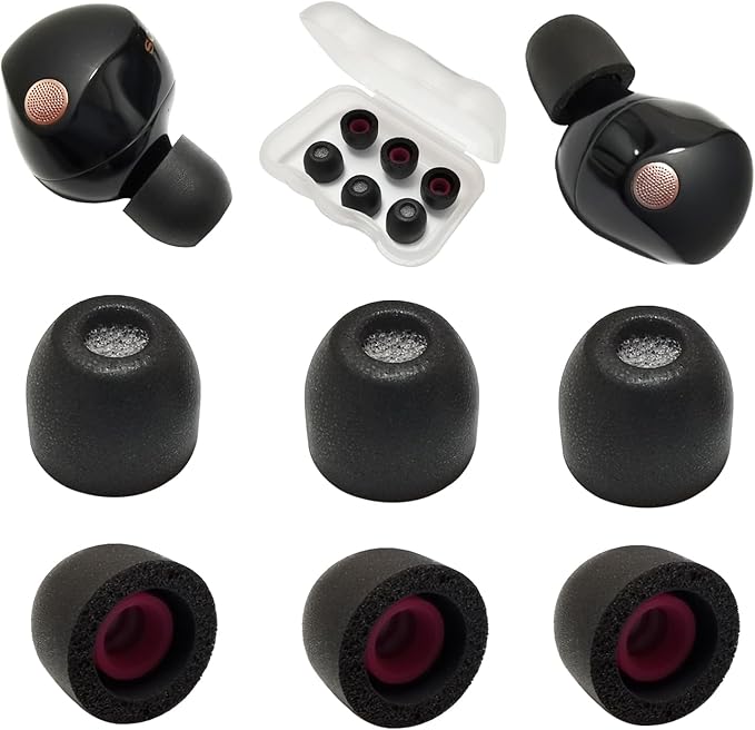 Memory Foam Ear Tips for Sony WF-1000XM5/XM4 – Extra Small Replacement Tips, Noise Isolating, Comfort Fit, Black