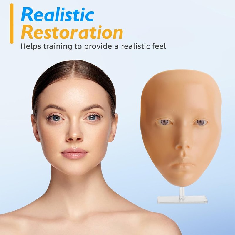 Silicone Makeup Practice Face Board - 5D Reusable Training Model for Beginners | Ideal for Eyeshadow Techniques