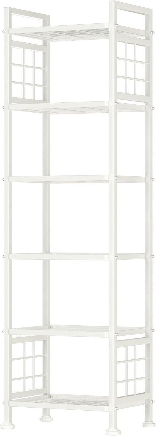 GIOTORENT 6-Wire Standing Storage Shelves, Metal Shelving Unit Pantry Rack for Laundry Kitchen Bathroom Organizer(White)