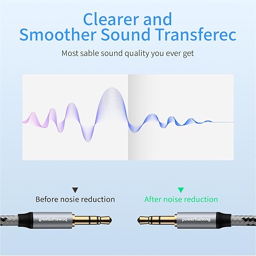 Powerfuzhong Aux Cable (20 ft), [Copper Shell, Hi-Fi Sound] 3.5 mm Male to Male Braided Auxiliary Cord Compatible with Headphone, Smartphone, Home/Car Stereo, Speaker, Echo & More (20FT)