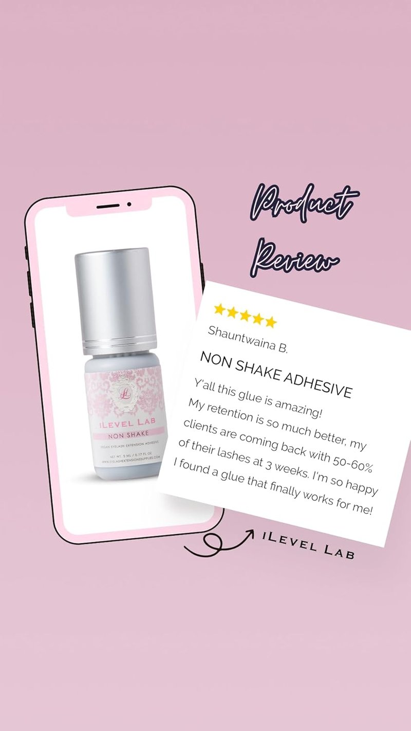 Non Shake Extra Strong Eyelash Extension Glue - 0.17 fl. oz | 3-4 Sec Drying Time, 4 Weeks Retention, Black Adhesive
