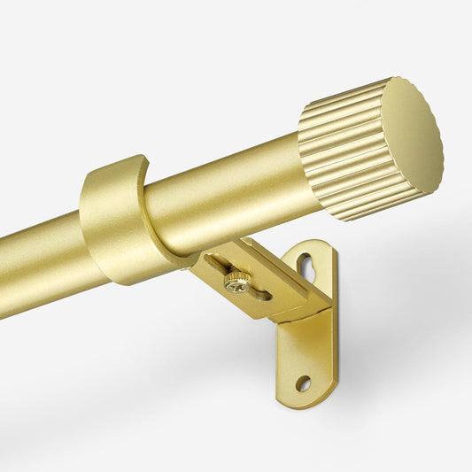Regine Switzerland Curtain Rods - 1 Inch Diameter Drapery Rod with Gold Cylindrical Finials | Adjustable 16" to 48"