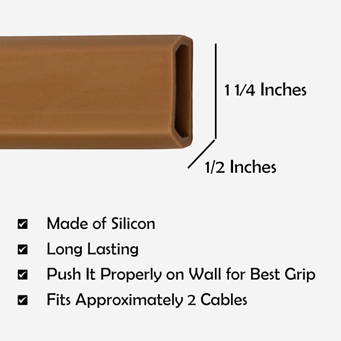 TV Cord Hider – Flexible Wall Cord Cover Slim Design Silicone Cable Raceway - Self Adhesive, Cut to Size Design for Hiding Wires on Wall - Clean Home Setup Cable Concealment (Brown, 10 Feet)